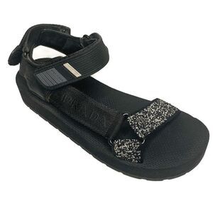 Prada Nomad Velcro Strap Dad Sandal Black Chunky Flat Platform Flatform EU 38.5